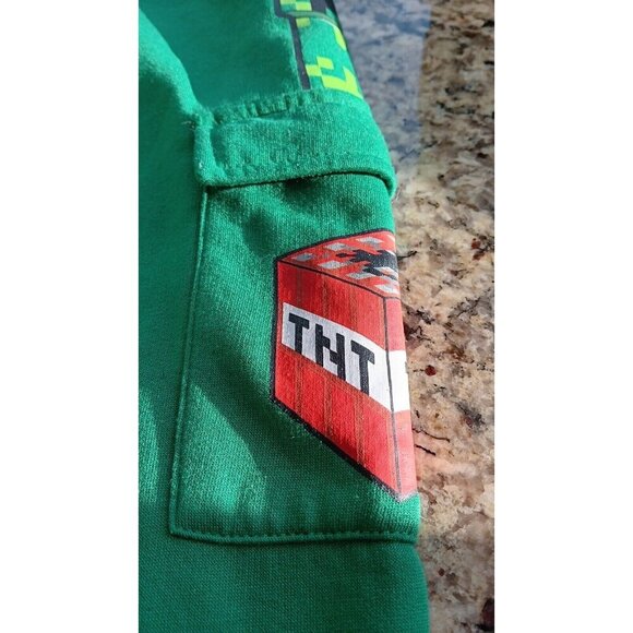 Large 2023 Minecraft Boys Sweatpants Expandable Waist String Tie Green Excellent - Picture 3 of 11